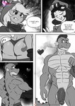 abs anthro anthrofied applejack_(mlp) back_muscles balls biceps big_muscles blush breasts butt clothed clothing comic dialogue dragon emanata english_text equid equine female freckled_butt freckles friendship_is_magic genitals hasbro heart_symbol hi_res male mammal monochrome muscular muscular_male my_little_pony mythological_creature mythological_scalie mythology nude penis pia-sama scalie spike_(mlp) spike_ridge tail text thong underwear