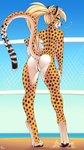 2017 accessory anthro anus arched_back ball biped black_markings black_nose black_pawpads black_spots blonde_eyebrows blonde_hair blue_sky blurred_background cheetah closed_smile conditional_dnp day digitigrade eyebrows felid feline female female_anthro fingers fluff-kevlar full-length_portrait fur fur_markings genitals hair hair_accessory hairband heart_symbol holding_ball holding_object humanoid_genitalia humanoid_pussy long_hair long_tail looking_at_viewer looking_back looking_back_at_viewer mammal markings mihari mouth_closed multicolored_body multicolored_fur net nude nude_anthro nude_female pawpads pink_anus pink_pussy ponytail portrait pussy raised_tail rear_view sky smile smiling_at_viewer solo spots spotted_body spotted_ears spotted_fur spotted_markings spotted_tail standing tail tail_markings volleyball_(ball) volleyball_net white_body white_fur yellow_body yellow_fur