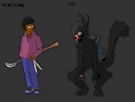 4:3 alpha_channel anthro big_claws claws dagger felid feline goodwillw hi_res human hybrid knife male mammal melee_weapon monster paws polearm shortydoggy spear verdict_loop vin(goodwillw) weapon