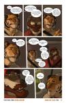 2018 anthro beard canid canine canis car clothing comic dialogue douglas_kim driving duo english_text facial_hair fangs felid hair hat headgear headwear hi_res hybrid inside_car looking_at_another male mammal mature_male mustache nathan_(kimmykun) pantherine purple_eyes red_eyes red_hair speech_bubble suspenders teeth text tiger url vehicle wallace_(kimmykun) wolfdog