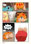 ball_punching ballbusting balls cock_and_ball_torture comic darrow0 english_text forest generation_2_pokemon genital_torture genitals hi_res male nintendo plant pokemon pokemon_(species) pol_(darrow) quilava speech_bubble text totodile tree yuel