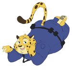 anthro benjamin_clawhauser butt cheetah clothing disney felid feline hi_res hypnokoo male mammal overweight overweight_male police police_uniform solo uniform zootopia