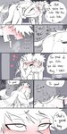 1:2 absurd_res animal_humanoid blush bodily_fluids breath canid canid_humanoid canine canine_humanoid collar comic dialogue dog_humanoid doggystyle drooling duo english_text from_behind_position good_boy heart_symbol hi_res human humanoid izuku_midoriya katsuki_bakugou male male/male mammal mammal_humanoid my_hero_academia obscured_penetration panting pretty_werewolf saliva sex spot_color tail tail_motion tailwag text tongue tongue_out