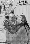 2023 anthro bat blush breasts cleavage cliff_rockwell clothed clothing deep_kiss dialogue doctordj duo english_text extreme_french_kiss female female_anthro french_kissing fur hair hi_res human human_on_anthro interspecies kinktober kissing male male/female male_human mammal megabat membrane_(anatomy) membranous_wings monochrome speech_bubble teeth text tongue using_wings wing_hold wing_hug wings