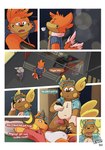 4_fingers 6_panel_comic after_sex alolan_form alolan_raichu anthro arm_fins ball_grab balls barefoot belly blue_clothing blue_shirt blue_speech_bubble blue_topwear bodily_fluids bokeh border bottomwear brown_body brown_fur brown_nose buizel cheek_spots cheek_tuft chest_tuft circle_eyebrows clothing comic countershade_face countershade_torso countershading cum cum_drip cum_on_penis desmond_(gralicbutter) detailed_background dialogue dipstick_tail dismayed dripping electronics end_page english_text eyebrows facial_tuft feet fin fingers fur generation_1_pokemon generation_4_pokemon generation_7_pokemon genital_fluids genitals gralicbutter group hand_on_leg hand_on_thigh head_tuft hi_res looking_at_object looking_at_phone male male/male markings nintendo orange_body orange_fur orange_speech_bubble pancake_(gralicbutter) pattern_clothing pattern_shirt pattern_topwear penis phone plaid plaid_clothing plaid_shirt plaid_topwear plantigrade pokemon pokemon_(species) raichu red_penis red_speech_bubble regional_form_(pokemon) shaded shirt shorts simple_shading speech_bubble subway_station tail tail_markings text topwear trio tuft white_belly white_border white_tail_tip white_text yellow_ears yellow_tail