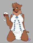 2020 alcohol anthro bear beverage breasts brown_body brown_fur clean_diaper clothed clothing colored container cup diaper diaper_corset diaper_suit diapersuit digital_drawing_(artwork) digital_media_(artwork) drinking_glass female fur glass glass_container glass_cup green_eyes hi_res holding_object mammal maynara monotone_body portrait solo wearing_diaper wine wine_glass