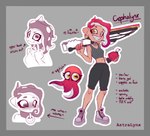 absurd_res astralynx blush cephalopod coleoid collar female freckles hair hi_res ink lesbian_thoughts marine melee_weapon mollusk nintendo octarian octoling octoling_girl octopodiform octopus pink_hair splatana splatana_wiper splatoon sword torpedo_(splatoon) trans_(lore) trans_woman_(lore) weapon yellow_eyes