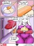 anthro baking belly big_belly big_breasts boss_monster_(undertale) bovid breasts caprine clothed clothing comic cooking curvy_figure dialogue digital_media_(artwork) english_text female fur horn mammal mature_anthro mature_female neo_geppetto overweight overweight_anthro overweight_female potbelly solo text thick_thighs toriel undertale undertale_(series) voluptuous white_body white_fur wide_hips