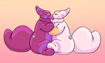 animate_inanimate anthro avian dark_wright_(seijin_wright) duo eyes_closed female hi_res hug hugging_another hybrid inflatable inflation light_wright_(seijin_wright) living_inflatable male male/female nozzle pool_toy purple_body seijin_(seijin_wright) seijin_wright simple_background slightly_chubby white_body