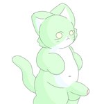 anonymous_artist anthro belly domestic_cat felid feline felis foreskin fur genitals green_body green_fur hi_res male mammal nude partially_retracted_foreskin penis solo