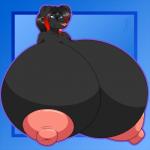 1:1 2018 anthro areola big_breasts bird_dog black_body black_fur blue_eyes brasslion breasts canid canine canis colored digital_drawing_(artwork) digital_media_(artwork) domestic_dog ear_piercing female fur hair huge_breasts hunting_dog hyper hyper_breasts justine_end labrador mammal nipples nude piercing pink_areola pink_nipples retriever simple_background solo tongue