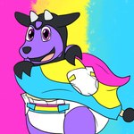 1:1 anthro bottomwear clean_diaper clothed clothing diaper diaper_fetish fan_character flag generation_2_pokemon hi_res lgbt_pride male miltank nintendo pansexual_pride_colors peacemaker9669 pokemon pokemon_(species) pride_colors purple_body solo tobias_(miltank) underwear wearing_diaper