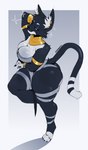 anthro bacardi_(muart242) big_breasts black_body black_fur breasts domestic_cat ear_piercing felid feline felis female fur hi_res jewelry mammal piercing simple_background solo tail whiskers white_body white_fur yellow_sclera ze0metric