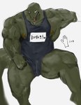 anthro barazoku biceps forked_tongue green_body komodo_dragon lizard male monitor_lizard muscular muscular_male muscular_thighs nipples pecs reptile scalie slit_outline solo sozoronabi tail tongue vein veiny_muscles