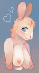 2019 anthro areola blue_eyes breasts chest_tuft digital_drawing_(artwork) digital_media_(artwork) female gradient_background heart_symbol lagomorph leporid looking_at_viewer mammal nipples rabbit simple_background soft_lighting solo tuft uumi whiskers