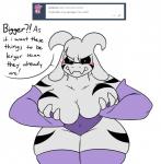 2017 anthro asriel_dreemurr_(god_form) big_breasts biped boss_monster_(undertale) bovid breasts caprine clothing crossgender english_text female floppy_ears fur horn long_ears mammal mtf_crossgender robertge solo text undertale undertale_(series) white_body white_fur