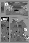 anthro biped bodily_fluids comic cum cum_on_face cumshot dialogue duo ejaculation emanata erection fur generation_4_pokemon generation_9_pokemon genital_fluids genitals half-closed_eyes handjob hi_res lucario male male/male meowscarada monochrome narrowed_eyes nintendo open_mouth penile penis pokemon pokemon_(species) precum samu_(sincastermon) sex sincastermon speech_bubble sweat vine_(sincastermon) waking_up