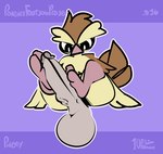 1upgobbo 2023 2_toes ambiguous_gender anthro balls beak big_balls big_penis disembodied_penis duo english_text erection feathers feet feet_on_penis foot_fetish foot_play footjob generation_1_pokemon genitals grey_balls grey_penis hi_res humanoid_genitalia humanoid_penis looking_at_genitalia looking_at_penis male male/ambiguous multicolored_body multicolored_feathers nintendo number paws penis pidgey pokemon pokemon_(species) purple_background sex simple_background sitting soles tan_body tan_feathers text toes two-footed_footjob two_tone_body two_tone_feathers vein veiny_penis watermark