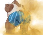 anon anthro bear belly big_belly big_butt blue_boxer_briefs blue_clothing blue_underwear boxer_briefs boxers_(clothing) breath brown_bear brown_body brown_fur butt character_request clothing digital_drawing_(artwork) digital_media_(artwork) duo fart fart_cloud fart_fetish farting_on_another farting_on_face fist fur human human_on_anthro hyper hyper_fart interspecies looking_at_another looking_back macro male male/male male_farting mammal overweight rear_view shirt short_tail simple_background size_difference smile source_request stink_fumes suzume_333 tail tank_top topwear underwear ursine white_background white_clothing white_shirt white_tank_top white_topwear yellow_fart_cloud