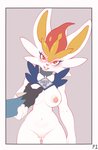 absurd_res ambiguous_gender anthro arm_spikes blush blush_lines border breast_grab breasts buckteeth butt butt_from_the_front cinderace clitoris collar crombie digital_media_(artwork) duo english_text female female/ambiguous female_focus first_person_view generation_4_pokemon generation_8_pokemon genitals grope guided_breast_grab hand_on_another's_breast hand_on_breast hi_res impregnation_request lagomorph looking_at_viewer lucario mammal nintendo nipples pokemon pokemon_(species) pussy simple_background solo_focus spikes spikes_(anatomy) teeth text white_border