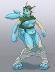 2016 animate_inanimate anthro bottomwear breasts brown_eyes brown_hair clothing digital_media_(artwork) eeveelution featureless_crotch female generation_1_pokemon gradient_background hair human human_to_anthro human_to_inanimate inflatable living_inflatable mammal nintendo nipples open_mouth oter pants pokemon pokemon_(species) shirt simple_background solo species_transformation surprise tail topwear torn_clothing transformation vaporeon