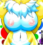 2008 anthro areola bandai_namco biped breasts canid canine chest_tuft countershading digimon digimon_(species) female fur lips mammal monkeyxflash navel nipples renamon solo standing torso_shot tuft white_body white_fur yellow_body yellow_fur