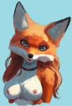 2024 anthro big_breasts breasts canid canine choker digital_drawing_(artwork) digital_media_(artwork) female fox hornyfoxjade jewelry mammal necklace nipple_piercing nipples piercing solo