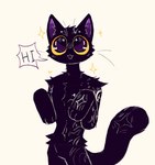 2023 anthro black_body black_eyes black_fur bunonthemoon domestic_cat felid feline felis fur male mammal nude_anthro nude_male slim_anthro slim_male solo yellow_sclera