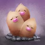 1:1 2016 ambiguous_gender digital_media_(artwork) digital_painting_(artwork) dugtrio generation_1_pokemon group nintendo pokemon pokemon_(species) tsaoshin