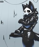 absurd_res anthro big_penis biped black_body black_cum black_skin bodily_fluids canid canine canis changed_(video_game) colored_cum conditional_dnp cum cum_drip cum_on_wall dripping dripping_penis ejaculation erection genital_fluids genitals glistening glistening_body glistening_skin goo_creature hair hand_on_penis hi_res humanoid_genitalia humanoid_penis latex male mammal mask neck_tuft nude penile penis puro_(changed) savourysausages simple_background solo standing tongue tongue_out tuft unusual_bodily_fluids unusual_cum unusual_genital_fluids wolf