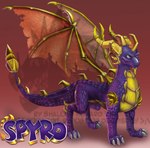 2009 activision aged_up claws dragon feral hi_res horn male mythological_creature mythological_scalie mythology scalie shalonesk simple_background solo spyro spyro_the_dragon tail text title wings