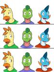 2016 3:4 amphibian anthro anthrofied avian bird combusken comic digital_media_(artwork) elemental_creature flora_fauna fuze gao_(fuze) generation_3_pokemon group grovyle hi_res kei_(fuze) leaf male marshtomp nintendo plant pokemon pokemon_(species) pokemorph reptile scalie shu_(fuze) simple_background starter_trio