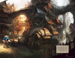 alectorfencer anthro bridge building doors english_text fence group house male text town walking window