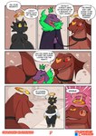 anthro big_breasts breasts collar comic dialogue dragon english_text female goopyarts haven_(goopyarts) hi_res huge_breasts hyper kobold leash lectora_(goopyarts) mythological_creature mythological_scalie mythology nude scalie tail text