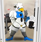 Rating: e
ID: 5422617
Date: 2025-03-09 16:35:35 -0400
Status: active
Score: 31
absurd_res anthro armwear avian blush budgie_(dankbudgie) canid canine chair chastity_bulge chastity_cage chastity_device chastity_strap cleavage_cutout clothing cutout dankbudgie duo fan_character fishnet_armwear fishnet_clothing fishnet_legwear fishnet_thigh_highs fluffy footwear furniture gold_(metal) gold_chastity_cage gold_chastity_device gryphon hi_res high_heels impregnation_kink inside legwear male male/male mammal mostly_nude mythological_avian mythological_creature mythology nervous nervous_grin nervous_smile roommate shoes text thigh_highs post #5422617