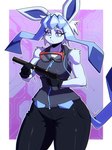 Rating: s
ID: 5581154
Date: 2025-05-18 11:23:04 -0400
Status: active
Score: 37
2025 anthro arm_tuft blue_body blue_eyes bottomwear breasts clothing eeveelution elbow_tuft eyebrows eyelashes eyewear female generation_4_pokemon glaceon gloves goggles goggles_around_neck gun hair handgun handwear hi_res holding_gun holding_object holding_ranged_weapon holding_weapon nintendo pants pistol pokemon pokemon_(species) ranged_weapon shoulder_tuft silencer solo sozokuu thick_thighs tuft weapon wide_hips post #5581154