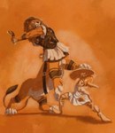 absurd_res ancient_greece anthro armor balls barely_visible_balls barely_visible_genitalia blood bodily_fluids claws duo felid fight genitals hi_res kopis lion male male/male mammal panthera pantherine shield taur ven_(yeeven) vera-panthera