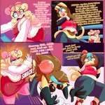 1:1 absurd_res anthro blonde_hair breasts clothing comic damianvertigo dialogue dress duo english_text eyewear female generation_1_pokemon glasses hair hi_res medium_breasts nintendo pikachu pokemon pokemon_(species) slap slowbro text thick_thighs topwear