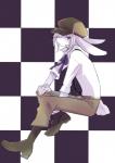 ambiguous_gender anthro checkered checkered_background kemono lagomorph leporid male mammal pattern_background rabbit simple_background solo ukisudori yura_kousuke