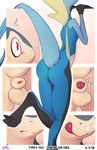 2022 absurd_res animal_genitalia anthro balls becoming_erect blue_body bodily_fluids butt comic drooling duo english_text generation_2_pokemon generation_8_pokemon genitals heart_eyes heart_symbol hi_res inteleon lapatte male male/male mammal nintendo nude penis penis_tip pokemon pokemon_(species) raised_tail rear_view reptile saliva scalie shaded sheath solo_focus tail text tongue typhlosion unsheathing