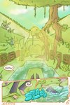 anthro arhitip_(djannetur) bath bookshelf comic detailed_background djannetur feet furniture hi_res holding_feet hot_spring hybrid light male plant solo splash sunlight temple tree water wet