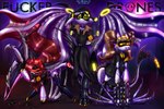 3:2 anthro female glitch_productions glowing glowing_eyes group hi_res male moku_(mokuro) murder_drones nami_(zipper_7z) oil parody penta_(cum.cat) poster robot_anthro trio zipper_7z