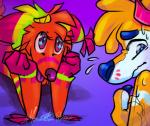 2017 4_fingers abstract_background animate_inanimate anthro bandetto big_eyes blue_eyes bodily_fluids canid canine canis casual_nudity clothing crown domestic_dog duo embarrassed femboy fingers fox fur gradient_background green_body green_fur headgear heart_eyes heart_symbol idoodle2draw inflatable lapfox_trax living_inflatable living_pinata lying male male/male mammal multicolored_body multicolored_fur multicolored_skin nude on_side orange_body orange_skin pinata pleading_eyes pool_toy purple_body purple_eyes purple_fur red_body red_fur romantic romantic_couple signature simple_background starry_eyes sweat sweatdrop the_quick_brown_fox tongue tongue_out translucent translucent_body white_body white_skin yellow_body yellow_fur