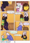 absurd_res anthro asriel_dreemurr_(god_form) black_clothing black_hoodie black_markings black_sclera black_topwear boss_monster_(undertale) bovid brown_hair caprine chair clothing comic cuddling deltarune door english_text exclamation_point female fur furniture gesture goat green_clothing green_eyes green_shirt green_topwear greeting grey_clothing grey_shirt grey_topwear group hair hands_on_shoulders hands_together handshake happy hi_res hoodie horn hug hugging_another human joedrawings kris_(deltarune) kudalewds looking_around looking_at_another male mammal markings noogie painting_(object) pattern_clothing pattern_topwear pink_horn pink_scarf ralsei robe scarf shirt small_tail sofa speech_bubble standing striped_clothing striped_topwear stripes surprise tail text topwear toriel undertale undertale_(series) white_body white_eyes white_fur white_horn yellow_body yellow_skin