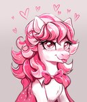 absurd_res blep blush bow_tie candi_(wild_manes) clothing confetticakez equid equine female feral hair heart_symbol hi_res horse mammal pink_body pink_eyes pink_hair solo tongue tongue_out wild_manes