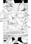 action_pose action_scene angry battle black_sclera blastoise claws comic cross-popping_vein debris destruction eeveelution feral fight generation_1_pokemon generation_4_pokemon hi_res impact_lines leafeon monochrome motion_lines nintendo pokemon pokemon_(species) pokemon_mystery_dungeon pose scarf simple_background spike_chunsoft tail vaporeon wounded yamatokuroko965