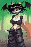 2023 2:3 alternative_fashion anthro artist_name bat-eared_fox bat_wings belt big_breasts black_hair boker bottomwear bra breasts canid canine cleavage clothed clothing collar crop_top digital_media_(artwork) ear_piercing eyeshadow female fox fur goth grin hair head_wings hi_res highleg_panties industrial_piercing industrial_piercing_ladder laura_derose lipstick looking_at_viewer low-riding makeup mammal membrane_(anatomy) membranous_wings midriff orange_body orange_fur oversized_bottomwear oversized_clothing oversized_pants pants piercing purple_eyeshadow purple_lipstick red_eyes sharp_teeth shirt small_waist smile solo spiked_collar spikes teeth topwear underwear unusual_wing_placement wings