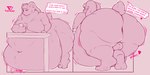 after_vore belly_on_ground belly_rolls digital_media_(artwork) english_text fat_rolls funkspunky lagomorph leporid male male_pred mammal overweight rabbit text vore weight_gain