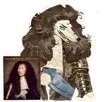 alternate_species anthro borzoi canid canine canis clothed clothing domestic_dog facial_hair furrification hi_res hunting_dog inspired_by_formal_art king louis_xiv male mammal mustache portrait_of_louis_xiv_(charles_le_brun) real_world reference_image royalty rpf sighthound snout solo ssaggy15