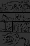 2022 alarm_clock anthro bed canid canine clock comic conditional_dnp detailed_background disney electronics female fox furniture hi_res lamp landline_phone mammal monochrome mrs._wilde night phone pillow red_fox solo sound_effects tangerine_(artist) text true_fox zootopia